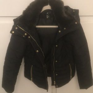 Black and gold fur jacket